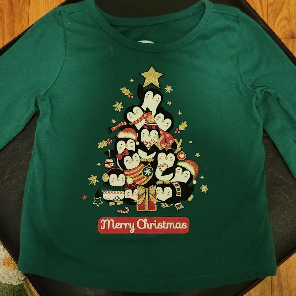 Green Christmas penguin shirt